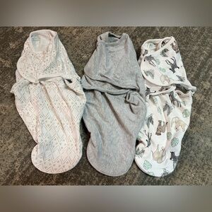 aden + anais White Baby Velcro Swaddles and side zippers